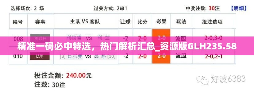 精准一码必中特选,热门解析汇总_资源版GLH235.58