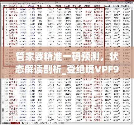 管家婆精准一码预测,状态解读剖析_登绝境VPF986.97