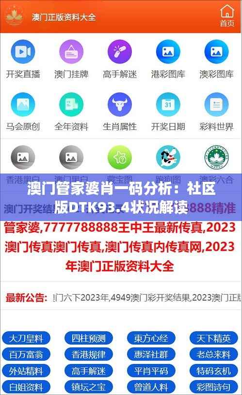 澳门管家婆肖一码分析:社区版DTK93.4状况解读