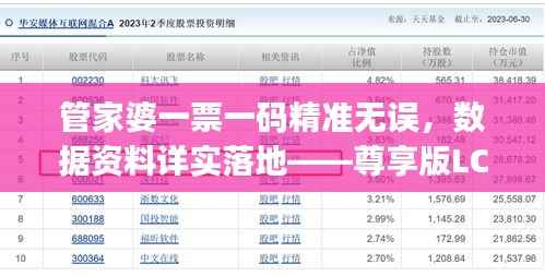 管家婆一票一码精准无误,数据资料详实落地——尊享版LCJ612.67