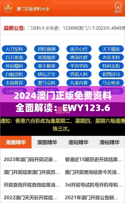 2024澳门正版免费资料全面解读:EWY123.64综合攻略