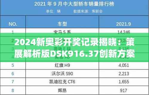 2024新奥彩开奖记录揭晓:策展解析版DSK916.37创新方案