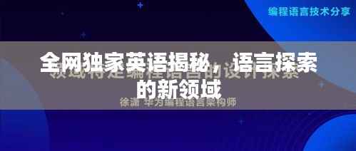 全网独家英语揭秘,语言探索的新领域